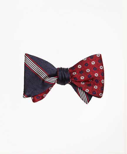 Herringbone Music Stripe with Parquet Pinwheel Reversible Bow Tie