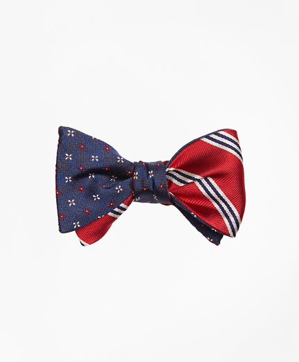 Mini Alternating Flower with Mini BB#1 Stripe Reversible Bow Tie