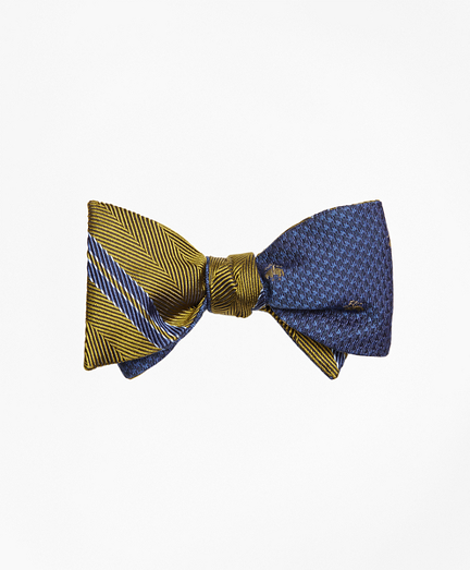 Herringbone Double Stripe with Houndstooth Reversible Bow Tie