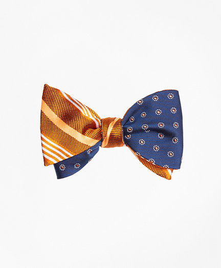 Tonal Music Stripe with Framed Polka Dot Reversible Bow Tie