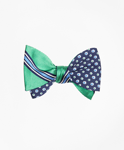 Double-Framed Stripe with Flower and Dot Reversible Bow Tie