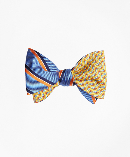 Exploded Herringbone Stripe with Windboard Print Reversible Bow Tie