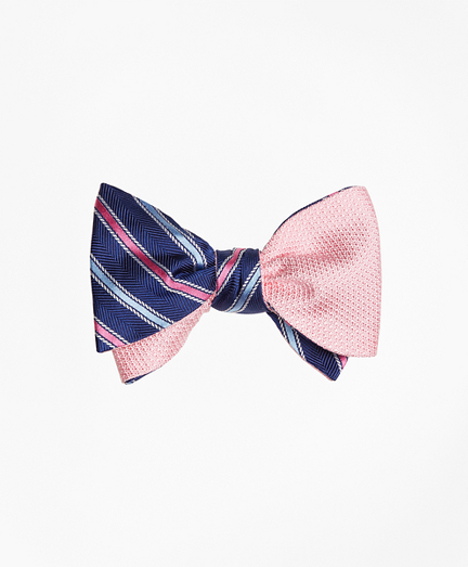 Alternating Stripe with Textured Solid Reversible Bow Tie