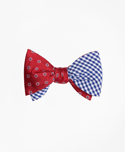 Framed Polka Dot with Gingham Reversible Bow Tie