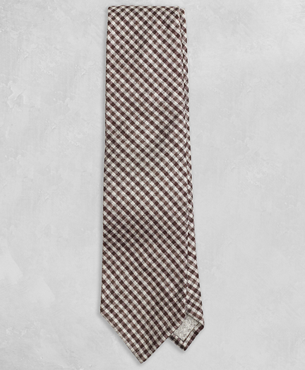Golden Fleece Brown Gingham Tie