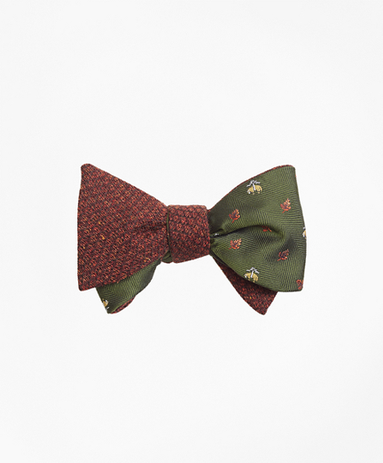 Wool Texture with Golden Fleece Leaf Reversible Bow Tie