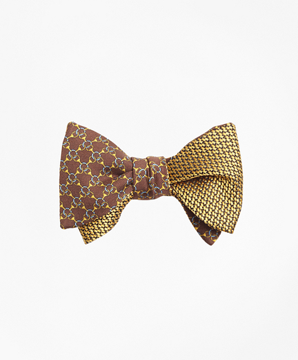 Chain Link Print with Tonal Solid Reversible Bow Tie