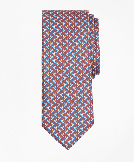 Snowboarding Penguin Print Tie