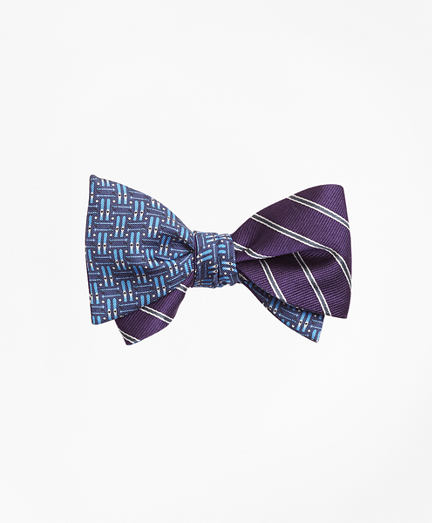 Ski Motif Print with BB#2 Stripe Reversible Bow Tie