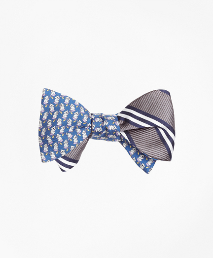 Koala Print with BB#1 Stripe Reversible Bow Tie