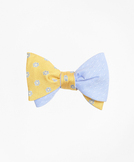 Textured Framed Flower with Diamond Dobby Reversible Bow Tie