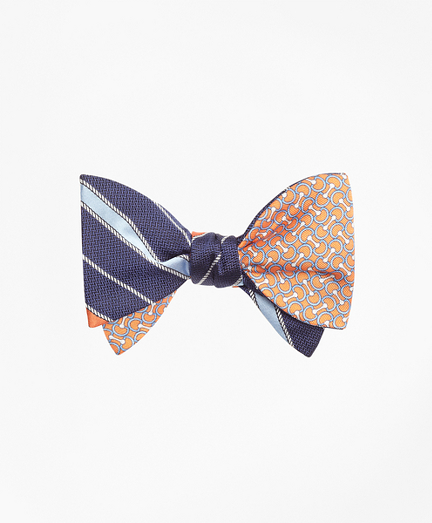 Rope Stripe with Link Print Reversible Bow Tie
