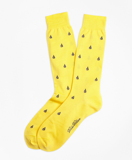 Sail Boat Motif Crew Socks