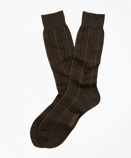 Two-Color Windowpane Crew Socks