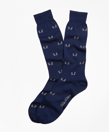 Antler Motif Crew Socks