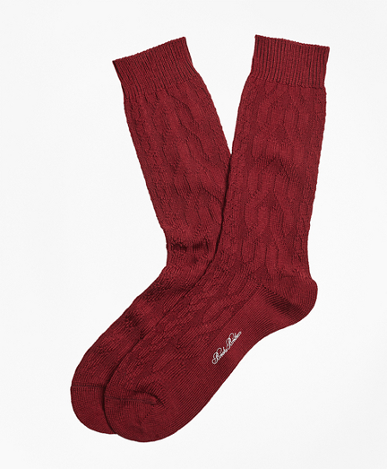 Merino Wool Cable Crew Socks