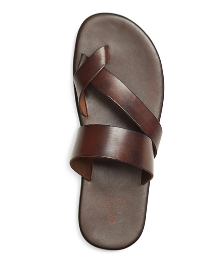 Men's Dark Brown Leather CrissCross Sandals Brooks Brothers