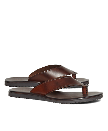 Wide Strap Leather Flip-Flops
