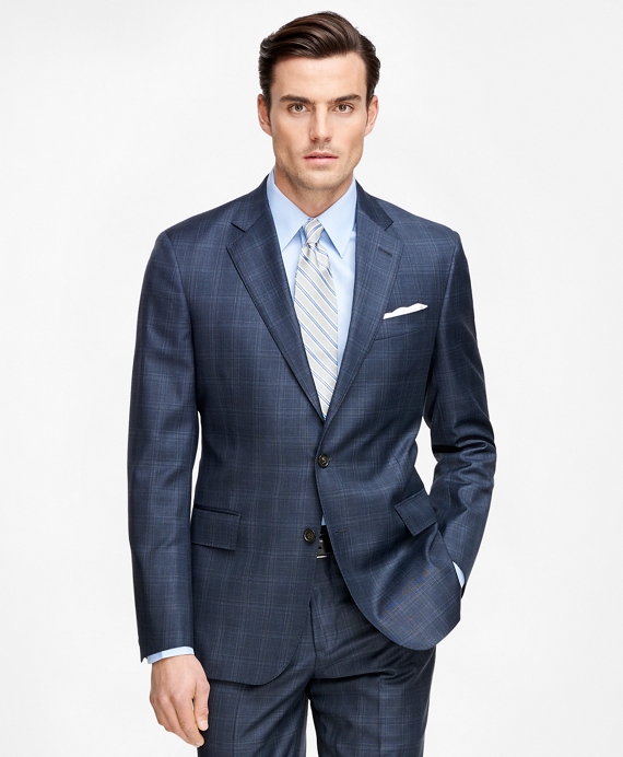 Men's Slim Fit SaxXon Wool Blue Plaid Suit | Brooks Brothers