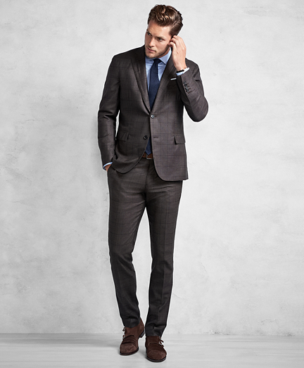 Golden Fleece Brown Windowpane Suit