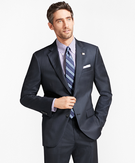 Madison Fit Saxxon Wool Tic with Stripe 1818 Suit