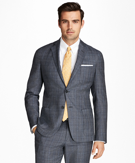 Regent Fit BrooksCloud Flannel Plaid with Windowpane 1818 Suit