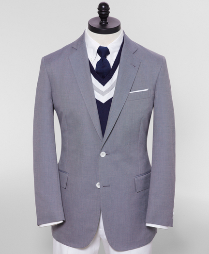 Cotton and wool blend woven in Italy. Brooks Brothers soft jacket construction offering a lightweight comfortable jacket. Two-button, side vents with relaxed shoulder for ultimate comfort. Regent fit which is a contemporary fit with trimmer chest and back width and a higher armhole. Dry clean. Imported.