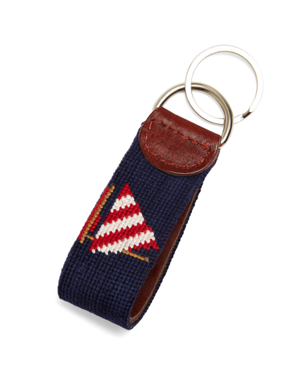 Needlepoint Sailboat Key Chain Fob Brooks Brothers