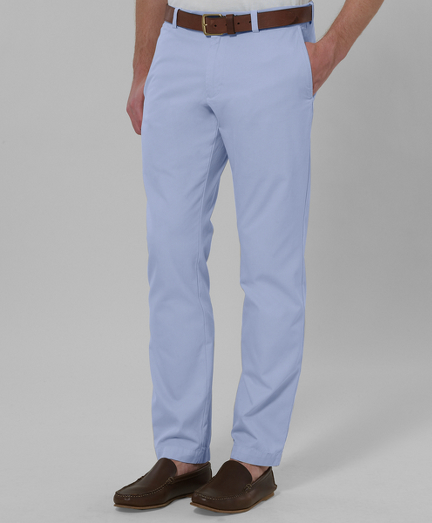 Lightweight garment-dyed cotton. Seersucker pocket and interior waistband garment-dyed details. Milano fit is our slimmest fit, with low rise and plain front. European cut with center front tab closure. Uncuffed finished hem. Machine wash. Imported.