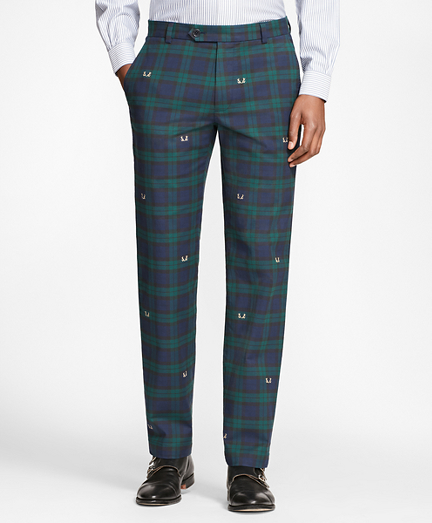 Milano Fit Black Watch Antler Embroidered Pants