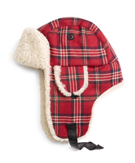 Brooks Brothers Signature Tartan and Shearling Trapper Hat