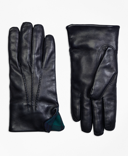 Leather Gloves with Black Watch Cuffs