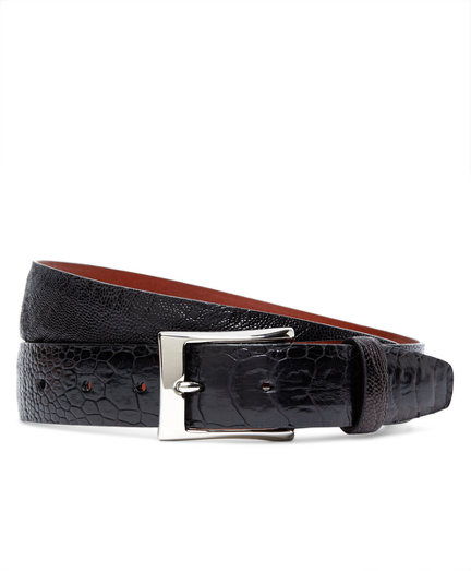 Black Ostrich Leather Belt