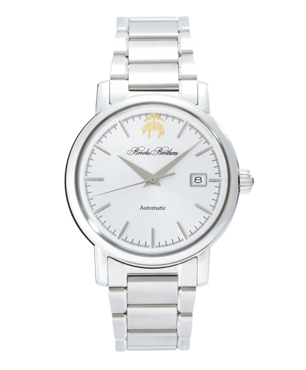 Brooks Brothers Round Watch with Stainless Steel Band