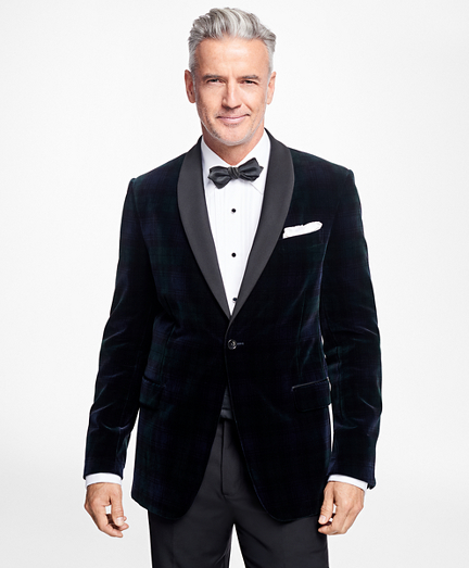 Regent Fit Black Watch Shawl Collar Tuxedo Jacket