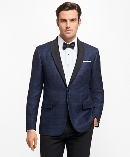 Regent Fit Plaid Tuxedo Jacket