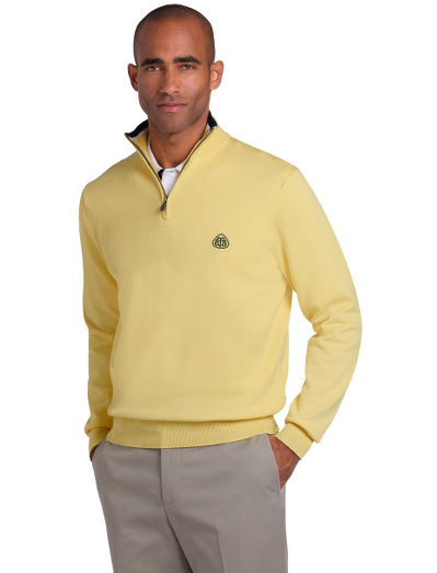 Perfect lightweight sweater for summer.  Made from cotton CoolMax� yarn that wicks moisture and manages temperature. Keeps you cool even when you are active. Classic half-zip body. Machine wash. Imported.