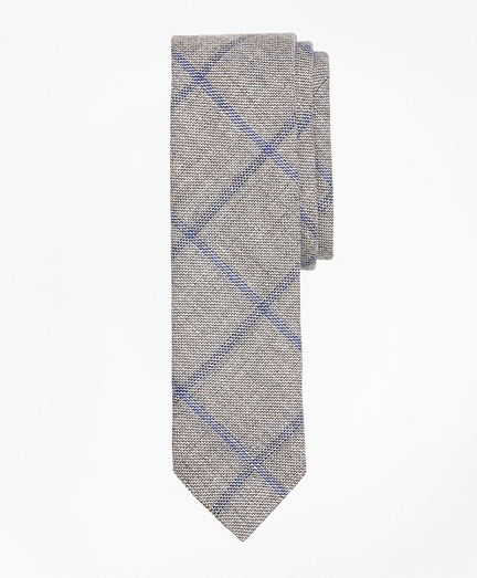 Windowpane Linen-Wool Sharkskin Tie