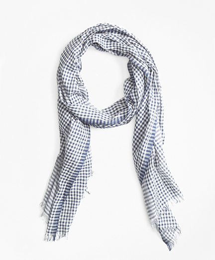 Gingham Cotton Gauze Scarf