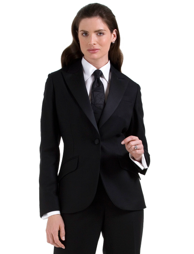 One-Button Twill Tuxedo Jacket