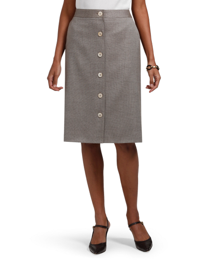 Wool Super 120s. Mother-of-pearl buttons. Button waist closure. Fully lined in Bemberg. Front-slant. pockets. Loro Piana extrafine wool. 25" length. Dry clean. Imported.