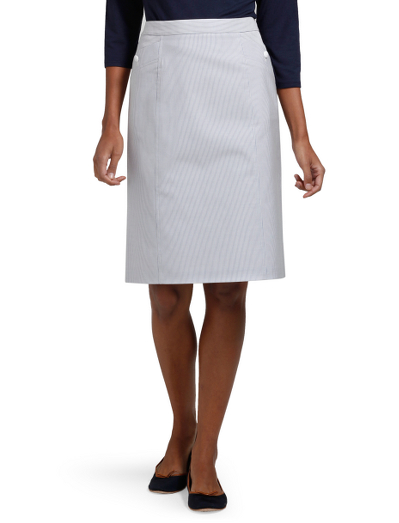 Cotton. Plain front with white enamel covered Country Club logo shank buttons at front-slant pockets. Side zip. Fully lined in Bemberg.  23" length. Dry clean. Fabric woven in Italy. Imported.