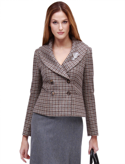 Double-Breasted Houndstooth Jacket