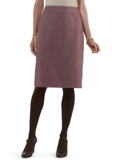 Wool/cashmere. Plain front with hidden back zipper.  2"waistband. Fully lined in Bemberg.  24" center back length.  Fabric woven in Italy by Loro Piana.  Dry clean. Imported.