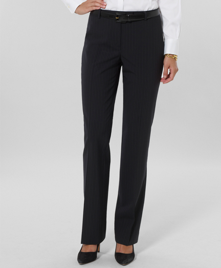 Petite Pinstripe Wool Stretch Lucia Trousers