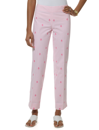 Country Club Embroidered Seersucker Capri