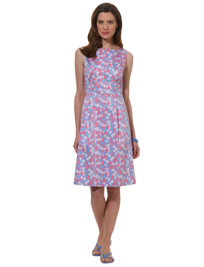 Petite Country Club Cotton Stretch Mini Floral Print Dress
