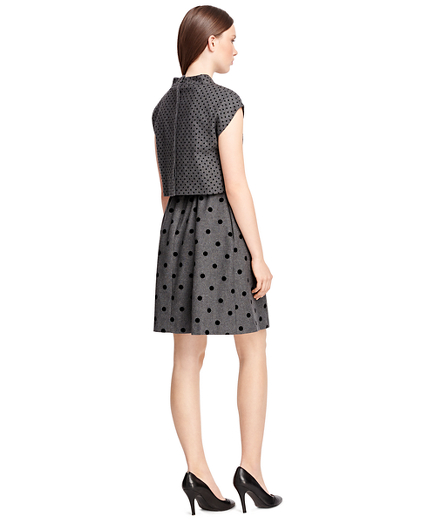Women's Wool Blend Grey Polka Dot Dress Brooks Brothers