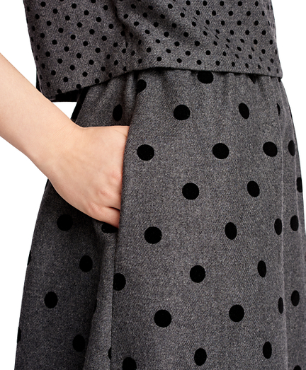 Women's Wool Blend Grey Polka Dot Dress Brooks Brothers