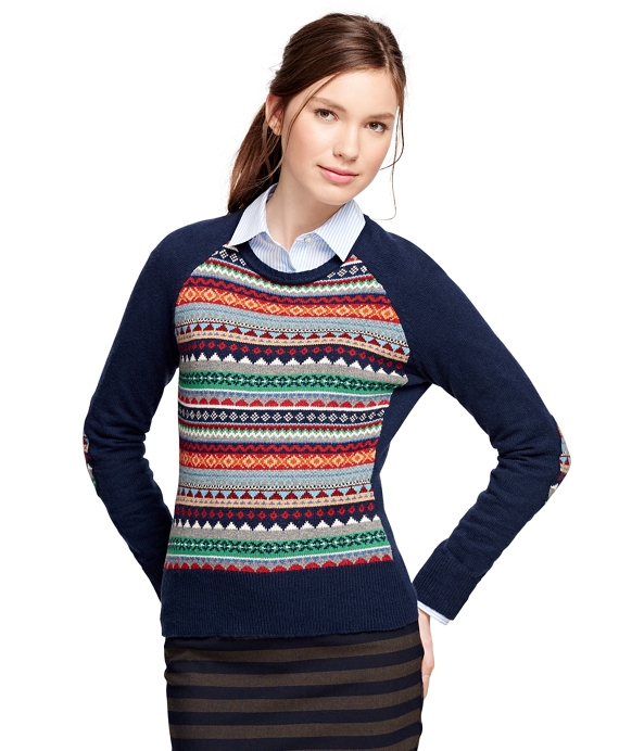 Women's Cotton Blend Raglan Fair Isle Sweater | Brooks Brothers
